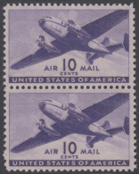 !a! USA Sc# C027 MNH Vert.PAIR (w/ Crease) - Transport Plane - 2b. 1941-1960 Neufs