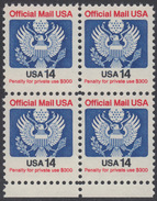 !a! USA Sc# O129A MNH BLOCK W/ Bottom Margins - Great Seal - Officials