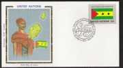 S866.-. 1985 .-. U.N. / O.N.U - SILK COVER- SAO TOME AND PRINCIPE // SAN TOME Y PRINCIPE  FLAG- BEAUTIFUL COVER. - Buste