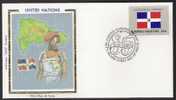 S869.-. 1985 .-. U.N. / O.N.U - SILK COVER-  DOMINICAN REP.  // REP. DOMINICANA   FLAG- BEAUTIFUL COVER. - Buste