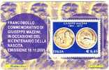ITALIA**  TESSERA FILATELICA 2005  GIUSEPPE MAZZINI (NOVITA´ ITALIANA) - Philatelistische Karten