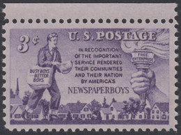 !a! USA Sc# 1015 MNH SINGLE W/ Top Margin (a1) - Newspaper Boys - Unused Stamps