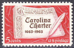 !a! USA Sc# 1230 MNH SINGLE (a1) - Carolina Charter - Ongebruikt