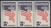 !a! USA Sc# 1249 MNH Horiz.STRIP(3) - Register And Vote - Ungebraucht