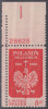 !a! USA Sc# 1313 MNH SINGLE From Upper Left Corner W/ Plate-# 28625 - Polish Millenium - Nuovi