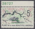 !a! USA Sc# 1318 MNH SINGLE W/ Top Margin & Plate-# 28727 - Beautif. Of America - Ongebruikt