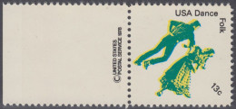 !a! USA Sc# 1751 MNH SINGLE W/ Left Margins & Copyright Symbol - Folk - Unused Stamps