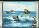 - ROCHERS , BORD DE MER . HUILE SUR TOILE SIGNEE - Oelbilder