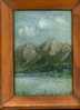 - BORD DE LAC OU RIVIERE EN MONTAGNE . HUILE SUR CARTON ENCADREE - Oelbilder