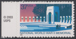 !a! USA Sc# 3862 MNH SINGLE W/ Left Margin & Copyright Symbol - National World War II Memorial - Ongebruikt