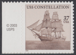 !a! USA Sc# 3869 MNH SINGLE W/ Left Margin & Copyright Symbol - USS Constallation - Nuevos