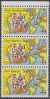 !a! USA Sc# C117 MNH Vert.STRIP(3) W/ Top Margin - Settling Of New Sweden - 3b. 1961-... Nuovi