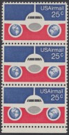 !a! USA Sc# C089 MNH Vert.STRIP(3) W/ Bottom Margin - Planes & Globes - 3b. 1961-... Nuovi