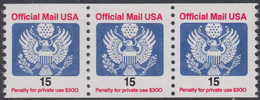 !a! USA Sc# O138A MNH Horiz.STRIP(3) - Great Seal - Officials