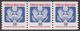 !a! USA Sc# O138B MNH Horiz.STRIP(3) - Great Seal - Oficial