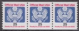 !a! USA Sc# O141 MNH Horiz.STRIP(3) - Great Seal - Officials