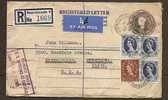 UK - VF REGISTERED UPRATED ELIZABETH II ENTIRE COVER - BOURNEMOUTH, HANTS To MINNEAPOLIS-Very Nice & Expensive Franquing - Material Postal