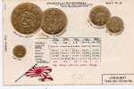 J216/ JAPAN -  Postkarte Mit Flagge Und Alten  Japanischen  Münzen Im Prägedruck - Monnaies (représentations)