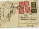 250)intero Postale Vinceremo Da 30c. Imperiale+5c. E 4x20c. Imperiale Da Pietraperzia A Enna Il 30-8-1945 - Marcophilie