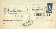 283)raccomandata Con 60£ Europa Cept  Da Catania Per Città Il 25-9-1956 - Storia Postale