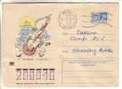GOOD USSR / RUSSIA Postal Cover 1971 - Hare Guitar Player & Birds (used) - Nouvel An