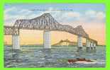 CHARLESTON, SC  - COOPER RIVER BRIDGE - ANIMATED WITH BOAT - F.J. MARTSCHINK CO - - Charleston