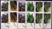 REPTILES- THEMATIKA -TANZANIE SERIE COMPLETE DE 5 TIMBRES EN BLOC DE 4 - Serpientes