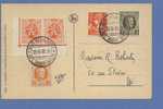 190+191+276(met Bladboord)+336 Op Kaart Met Stempel INT. ZEGEL SALON BRUSSEL - 1922-1927 Houyoux