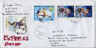 Repubique Centre Africaine Lettre Ayant Voyagé 1992 Timbres Tennis Football Central Africa Cover Soccer - Tennis