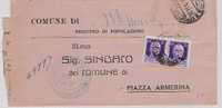 730)lettera Con2x50c. Imperiale Da Messina A Piazza Armerina Il 19-10-1944 - Storia Postale
