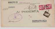 735)lettera Con2x20c.+10c. Imperiale Da Caltanissetta A Barrafranca Il 22-11-1944 - Marcophilie