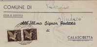 743)lettera Con 2x50c. Imperiale Aerea Da Palermo A Calascibetta Il 13-11-1945 - Storia Postale