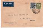 Bur024/  BURMA -  Indian Stamps Overprinted, SG8a Etc. Air Mail To  Lincoln,  UK1938 - Burma (...-1947)