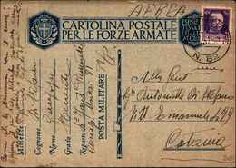 752) Cartolina Postale In Franchigia Con 50c. Imperiale Con Bollo Posta Militare 82 Per Catania Il 17-7-1941 - Storia Postale