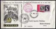 0002 -  Luxembourg .Env. 1er Vol Par Hélicoptère Luxembourg - Strasbourg. Le 31 Mai 1952. - Maschinenstempel (EMA)