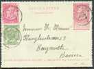 E.P. Carte-lettre 10c. + N°56/7 Sc  LEBBEKE Du 12/01/1904 Vers Bayreuth. - 2719 - Kartenbriefe