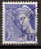 Timbre France Y&T N° 407 (1) Obl.  Type Mercure.  10 C. Outremer. Cote 0,15 € - 1938-42 Mercurio