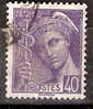 Timbre France Y&T N° 413 (1) Obl.  Type Mercure.  40 C. Violet. Cote 0,15 € - 1938-42 Mercurius