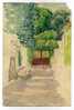 - PORTAIL DE JARDIN AVEC ESCALIER . AQUARELLE NON SIGNEE - Acuarelas