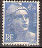 Timbre France Y&T N° 718A (1) Obl.  Marianne De Gandon.  4 F.50. Bleu. Cote 0,15 € - 1945-54 Marianne De Gandon