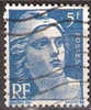 Timbre France Y&T N° 719B (1) Obl.  Marianne De Gandon.  5 F. Bleu. Cote 0,30 € - 1945-54 Marianne Of Gandon