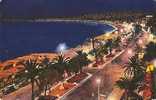 Nice-06-la Promenade Des Anglais La Nuit Belle Carte Colorisée - Nizza By Night