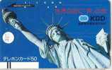 Telecarte Statue Of Liberty (21) Statue De La Liberte Twins Towers New York USA  Phonecard Japan - Landscapes