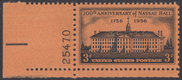 !a! USA Sc# 1083 MNH SINGLE From Lower Left Corner W/ Plate-# 25470 - Nassau Hall - Ongebruikt