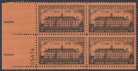 !a! USA Sc# 1083 MNH PLATEBLOCK (LL/25474) - Nassau Hall - Unused Stamps