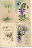 FLEURS 4 CPA DIVERSES - AQUARELLE REALISE DIRECTEMENT SUR LA CARTE - ORIGINAL - Watercolours