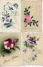 FLEURS 4 CPA DIVERSES - AQUARELLE REALISE DIRECTEMENT SUR LA CARTE - ORIGINAL - Acquarelli