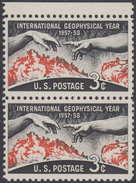 !a! USA Sc# 1107 MNH Vert.PAIR W/ Top Margin - Geophysical Year - Unused Stamps