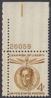 !a! USA Sc# 1110 MNH SINGLE From Upper Left Corner W/ Plate-# 26059 - Champion Of Liberty: Simon Bolivar - Nuovi