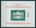 3952 A Bulgaria 1991 Brandenburg Gate BERLIN Germany BLOCK Imp. **MNH/ 200 Jahre Brandenburger Brandenburger Tor - Blocks & Kleinbögen